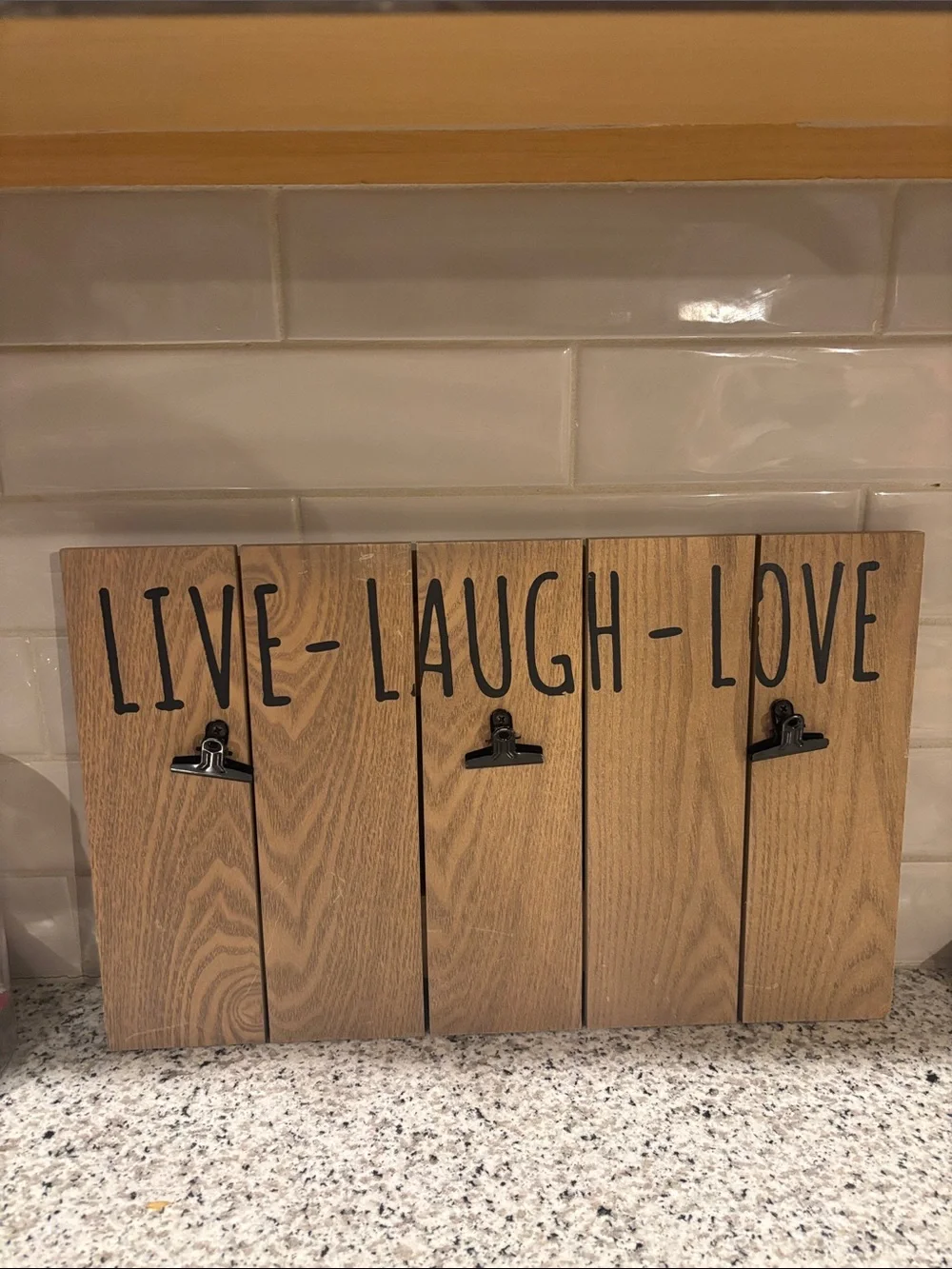 Live Laugh Love Wooden Wall Clip Panel - Natural